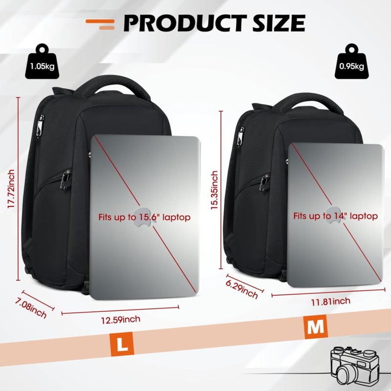 SDYSM Camera Bag Backpack Professional for DSLR SLR Mirrorless Camera Waterproof Laptop Back Pack 14 Inch with Rain Cover Anti Theft Travel Case Large Capacity Photography Backpack Black | Professional, for DSLR, SLR, Mirrorless Camera, Waterproof, Laptop Back Pack - Image 3